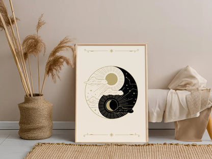 Cuadro Decorativo Espiritual, Ying Yang IV Marco Natural