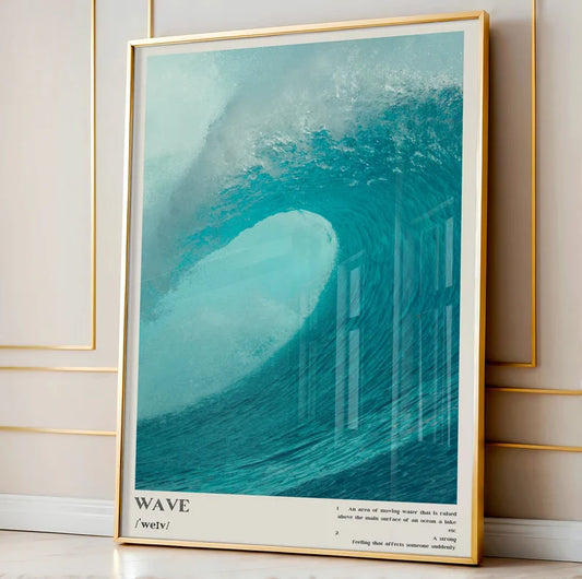 Cuadro Decorativo Surf, Playa, Tabla, Olas y Arena Marco Natural