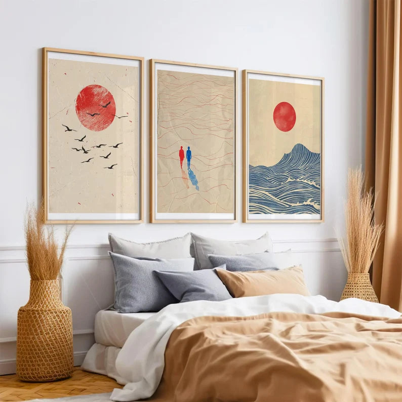 Set x3 Cuadros Abstract VII Marco Natural