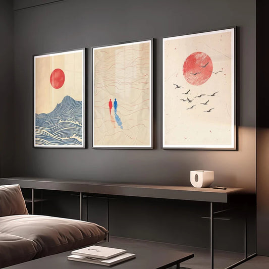 Set x3 Cuadros Abstract VII Marco Natural