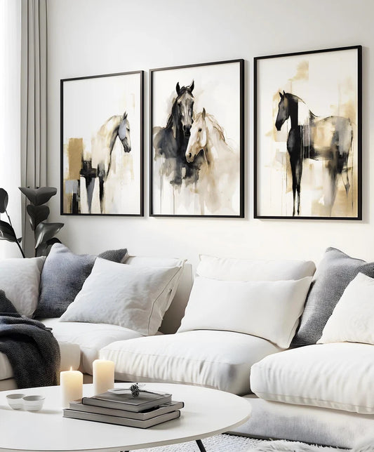 Set x3 Cuadros Decorativos Caballos, Amantes de los Caballos XXV