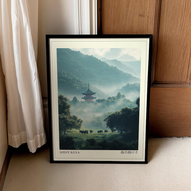 Cuadro Decorativo Japandi, Decoración Japonesa VI Marco Natural