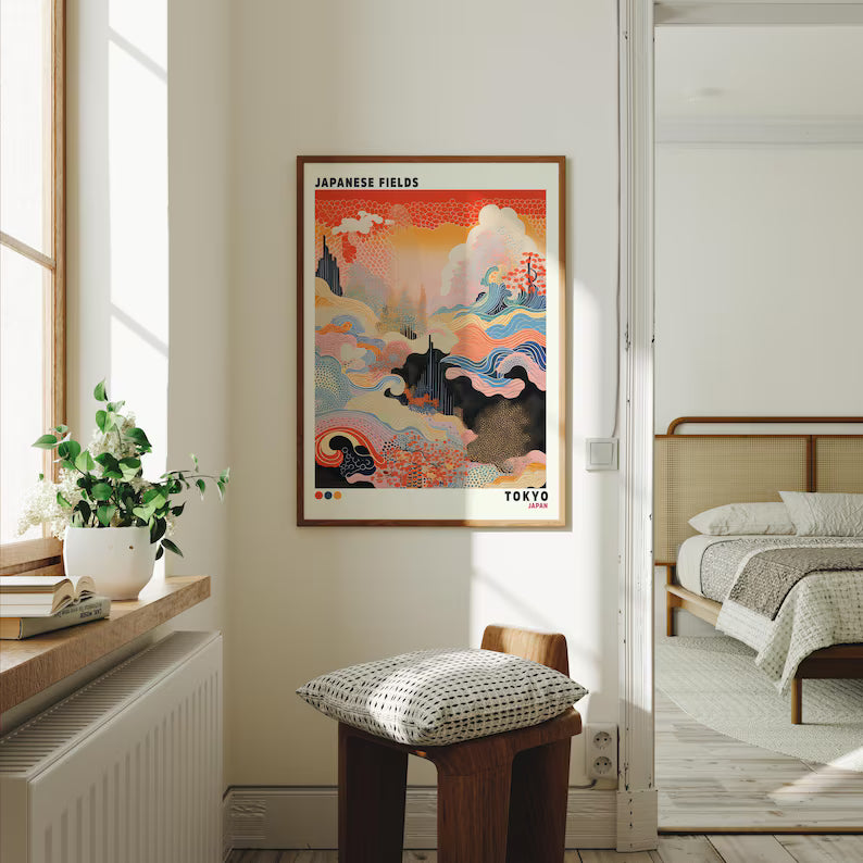 Cuadro Decorativo Japandi, Decoración Japonesa XI Marco Natural