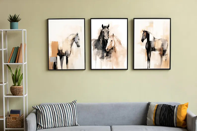 Set x3 Cuadros Decorativos Caballos, Amantes de los Caballos XXV