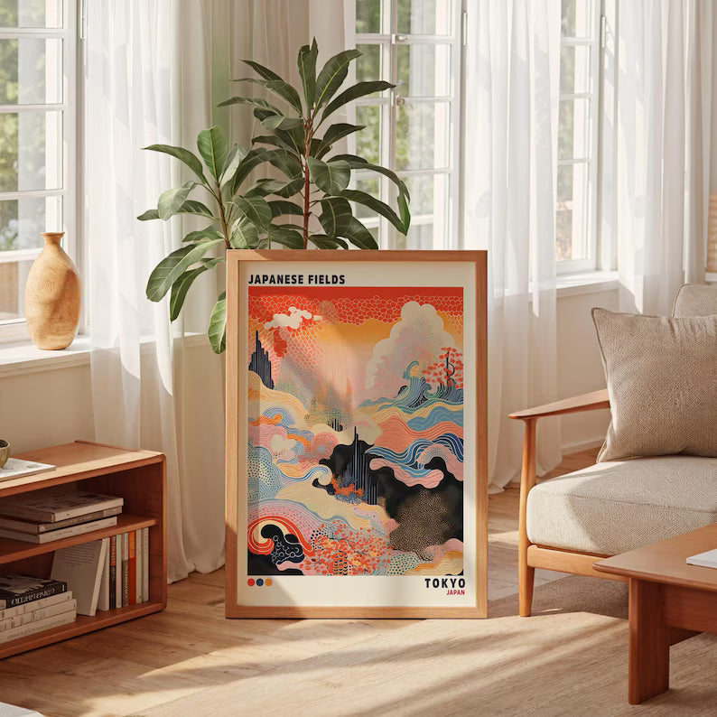 Cuadro Decorativo Japandi, Decoración Japonesa XI Marco Natural