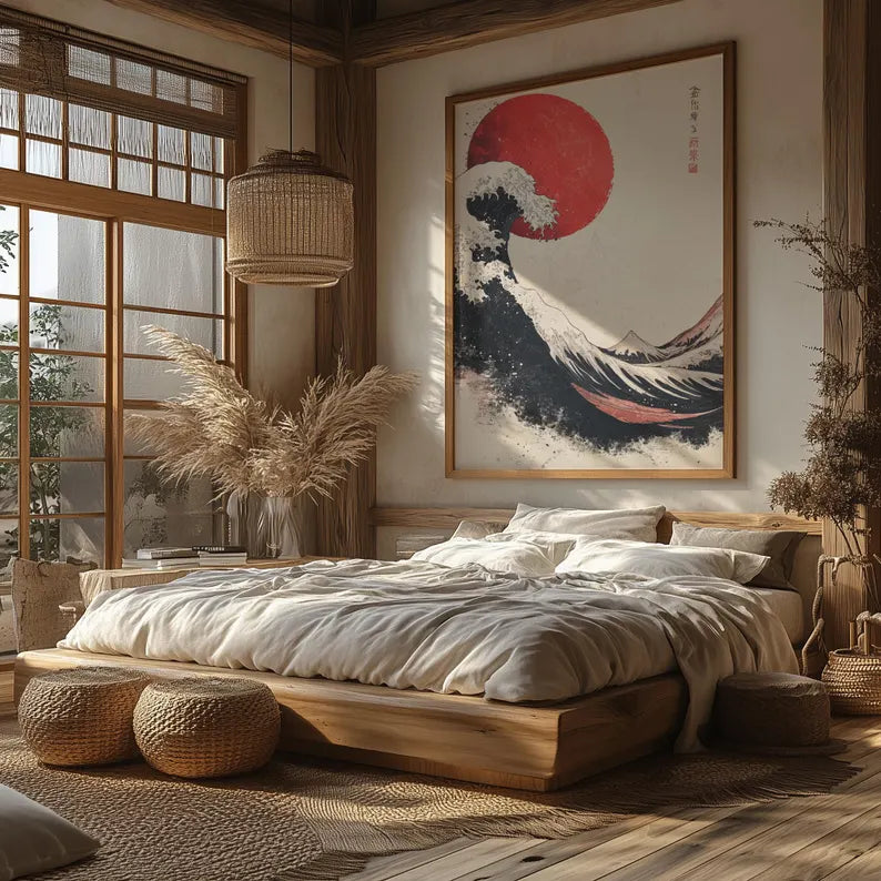 Cuadro Decorativo Japandi, Ola Japonesa, La gran ola I
