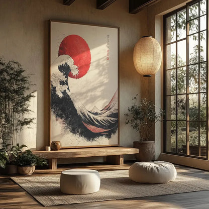 Cuadro Decorativo Japandi, Ola Japonesa, La gran ola I