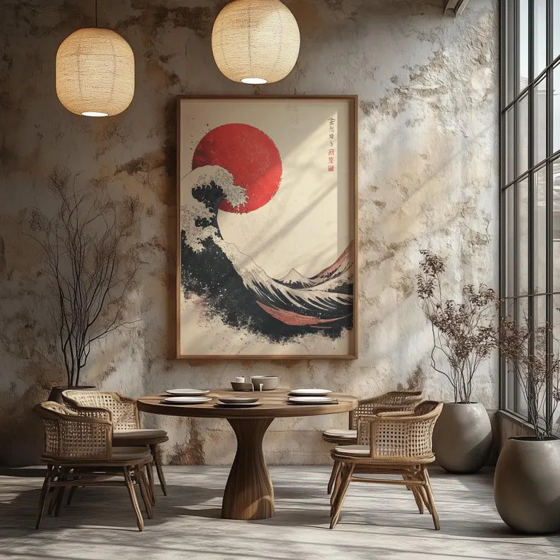 Cuadro Decorativo Japandi, Ola Japonesa, La gran ola I