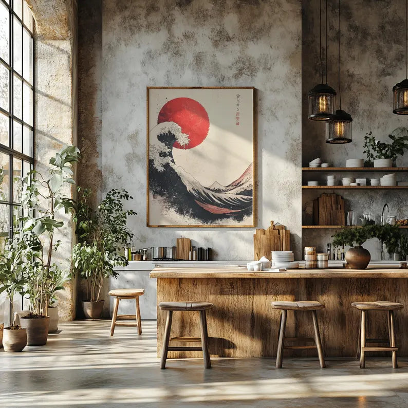 Cuadro Decorativo Japandi, Ola Japonesa, La gran ola I