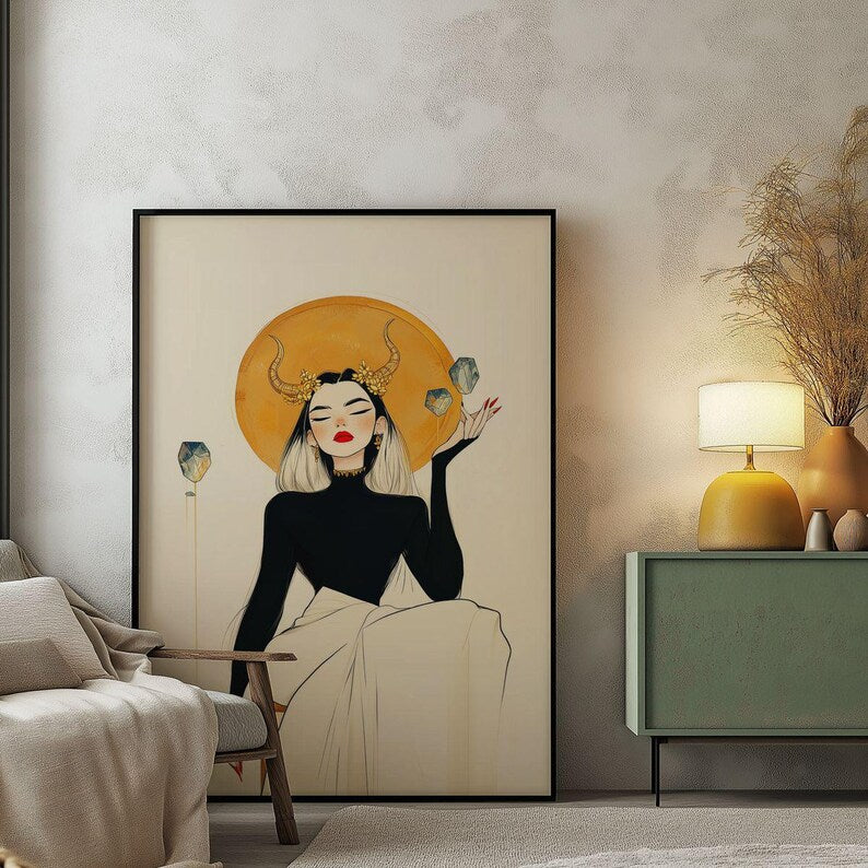 Cuadro Decorativo Conexión Espiritual, Zodiaco, Astral VII TAURO