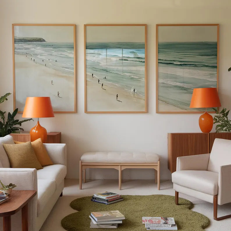 Set x3 Cuadros Decorativos  Surf, Playa, Tabla, Olas y Arena XVIII
