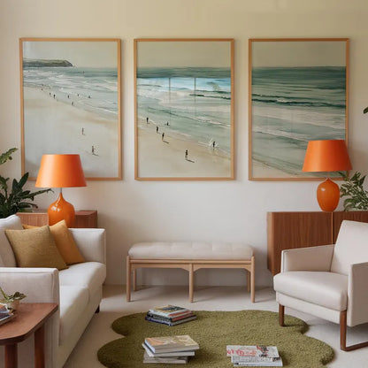 Set x3 Cuadros Decorativos  Surf, Playa, Tabla, Olas y Arena XVIII