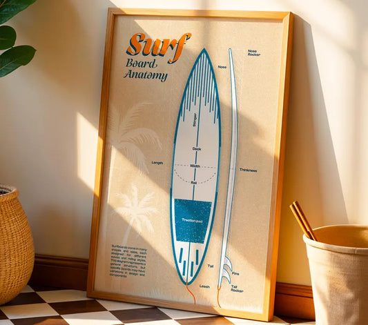 Cuadro Decorativo Surf, Playa, Tabla, Olas y Arena XIV