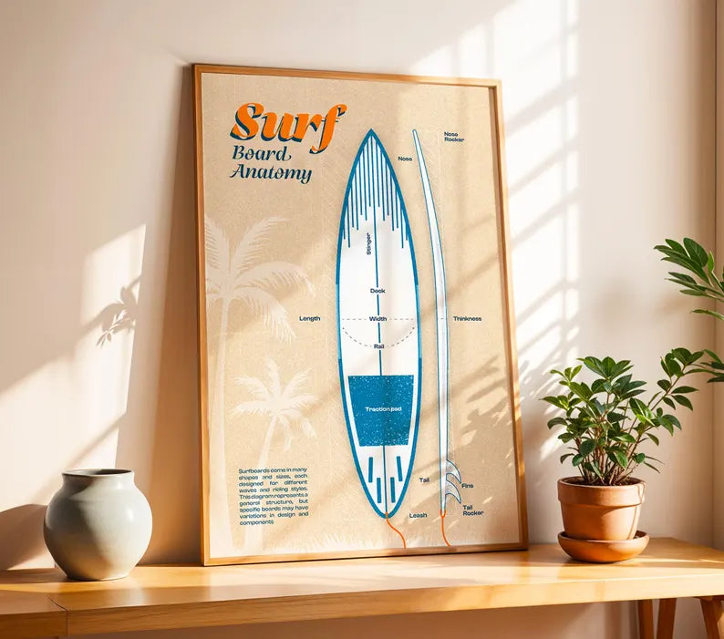 Cuadro Decorativo Surf, Playa, Tabla, Olas y Arena XIV