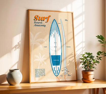 Cuadro Decorativo Surf, Playa, Tabla, Olas y Arena XIV