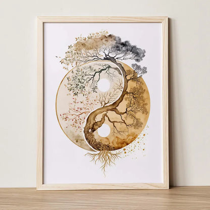 Cuadro Decorativo Espiritual, Árbol de la vida II Marco Natural PROMO 2X1 PROMO 2X1