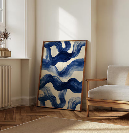 Cuadro Decorativo Azul como el mar AZUL III Marco Natural