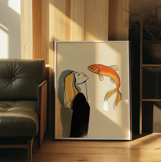 Cuadro Decorativo Artistas del Zodiaco, Astrología, Piscis XI Marco Natural PROMO 2x1