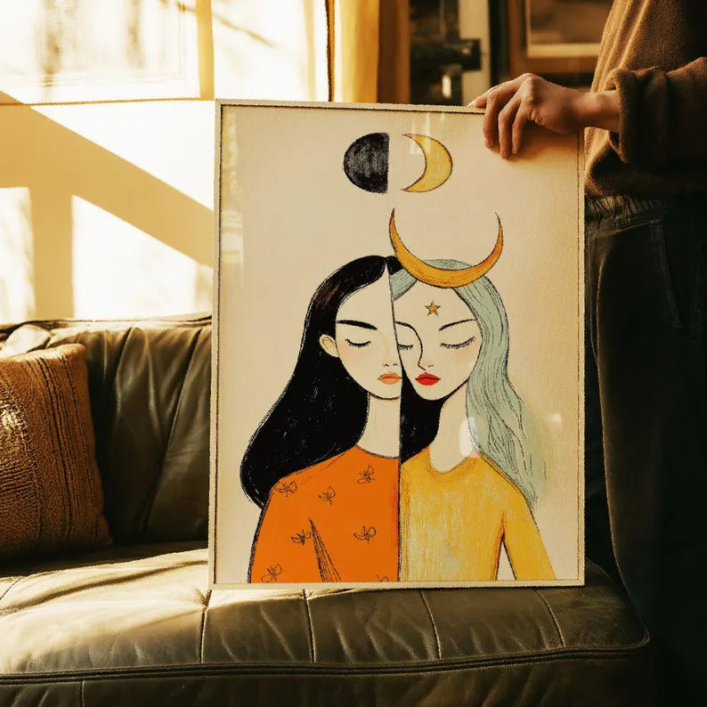 Cuadro Decorativo Conexión Espiritual, Zodiaco, Astral VIII GEMINIS