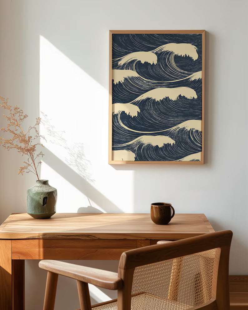 Cuadro Decorativo Japandi, Decoración Japonesa IV Marco Natural