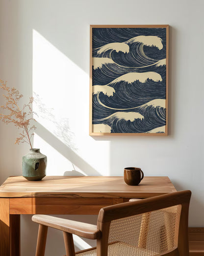 Cuadro Decorativo Japandi, Decoración Japonesa IV Marco Natural