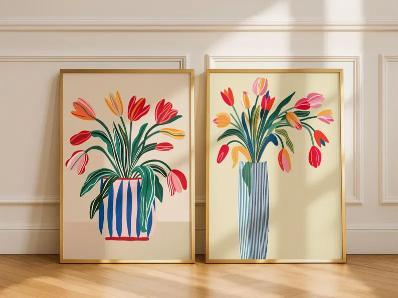 Set x2 Cuadros Botánicos, Plantas, Botanic Vibes XXX Marco Natural