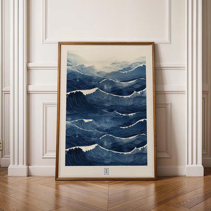 Cuadro Decorativo Azul como el mar AZUL X Marco Natural
