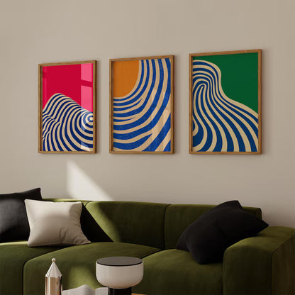 Set x3 Cuadros Abstract V Marco Natural