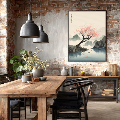 Cuadro Decorativo Japandi, Decoración Japonesa V Marco Natural