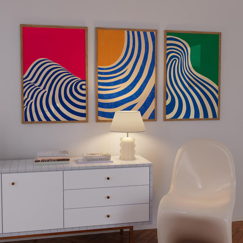 Set x3 Cuadros Abstract V Marco Natural