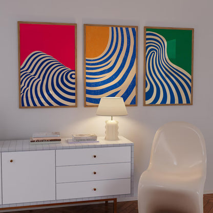 Set x3 Cuadros Abstract V Marco Natural