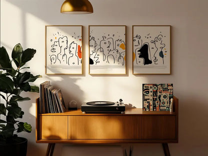 Set x3 Cuadros Abstract XII Marco Natural