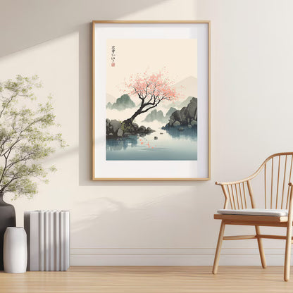 Cuadro Decorativo Japandi, Decoración Japonesa V Marco Natural