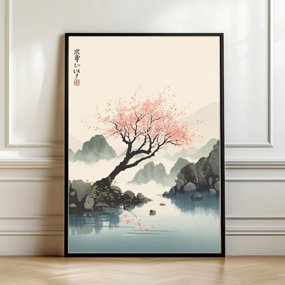 Cuadro Decorativo Japandi, Decoración Japonesa V Marco Natural