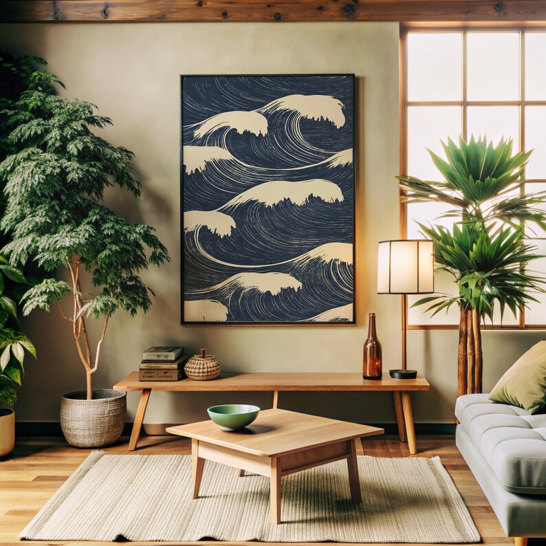 Cuadro Decorativo Japandi, Decoración Japonesa IV Marco Natural