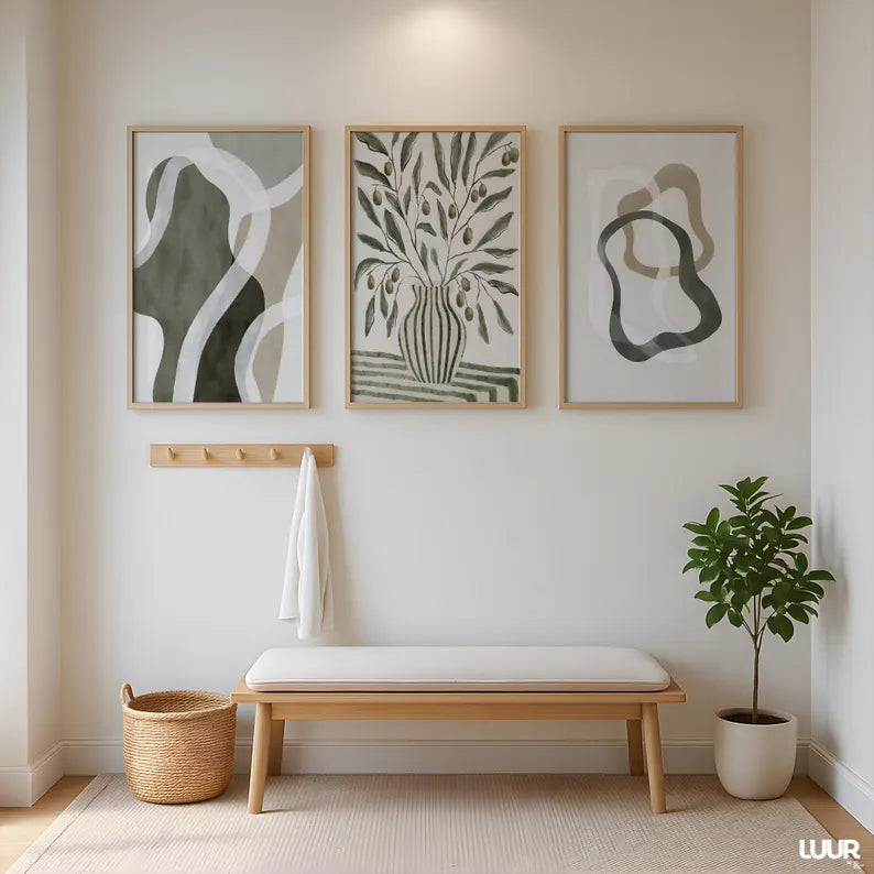 Set x3 Cuadros Abstract XIX Marco Natural