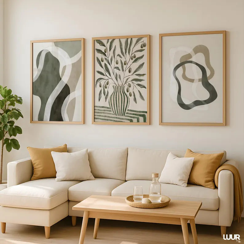 Set x3 Cuadros Abstract XIX Marco Natural