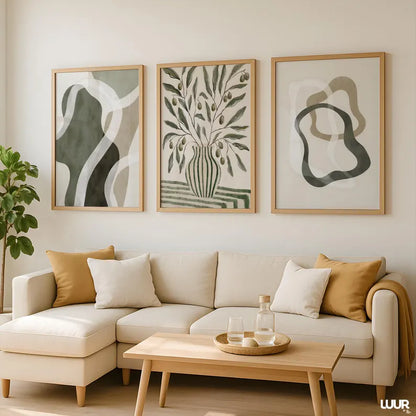 Set x3 Cuadros Abstract XIX Marco Natural