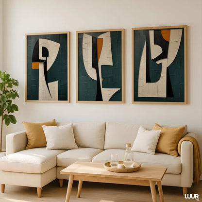 Set x3 Cuadros Abstract XVI Marco Natural