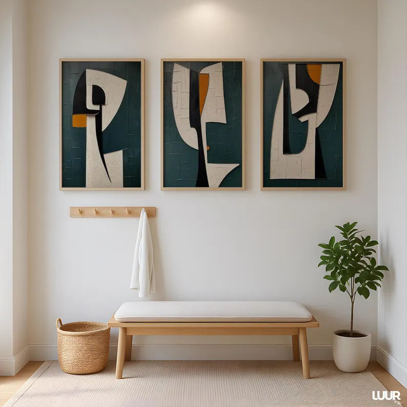 Set x3 Cuadros Abstract XVI Marco Natural