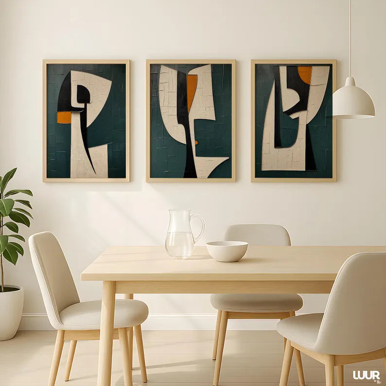 Set x3 Cuadros Abstract XVI Marco Natural