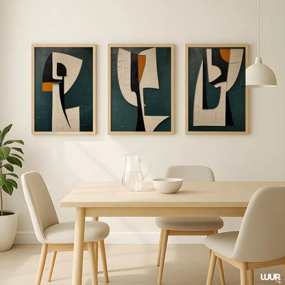Set x3 Cuadros Abstract XVI Marco Natural