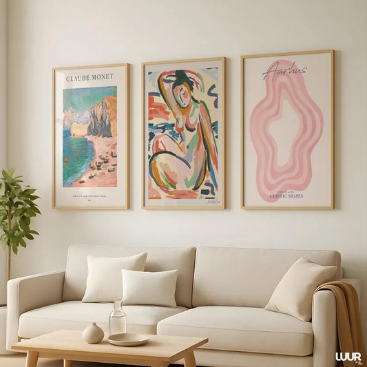 Set x3 Cuadros Abstract XV Marco Natural