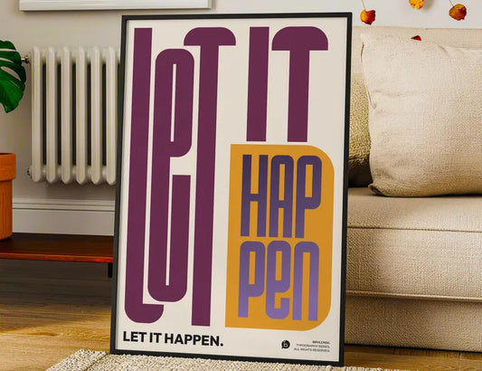 Cuadro Decorativo Typography, Let It Happen Marco Natural