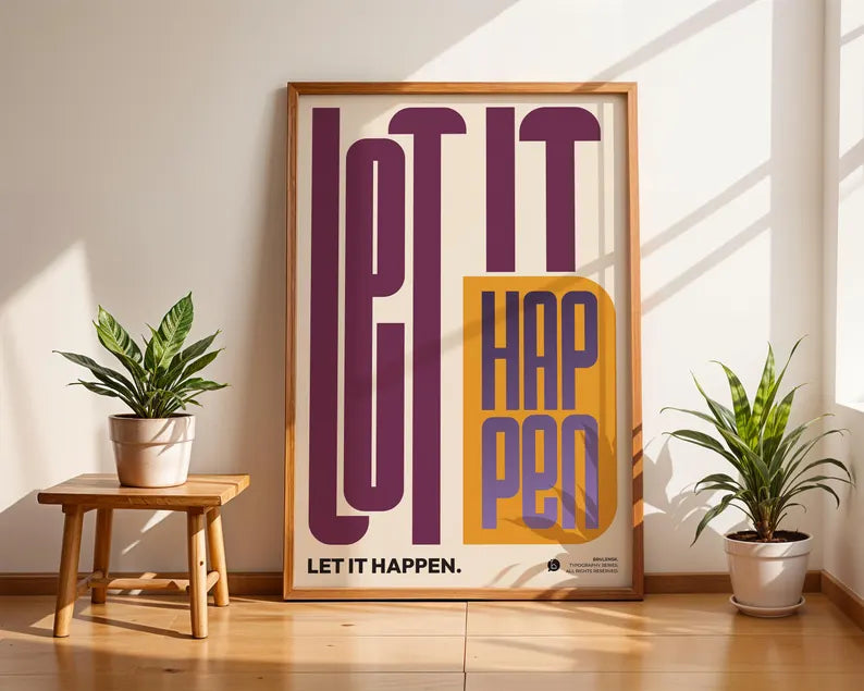 Cuadro Decorativo Typography, Let It Happen Marco Natural