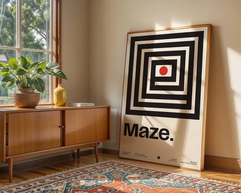 Cuadro Decorativo Typography, Maze Marco Natural