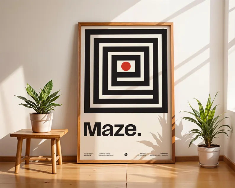 Cuadro Decorativo Typography, Maze Marco Natural