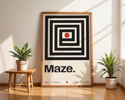 Cuadro Decorativo Typography, Maze Marco Natural