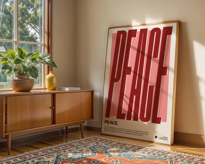 Cuadro Decorativo Typography, Peace Marco Natural