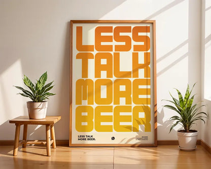 Cuadro Decorativo Typography, Less Talk More Beer Marco Natural